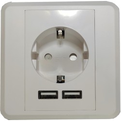 NG ΠΡΙΖΑ ΤΟΙΧΟΥ ME 2 USB PORTS, 2.4A, ΛΕΥΚΟ